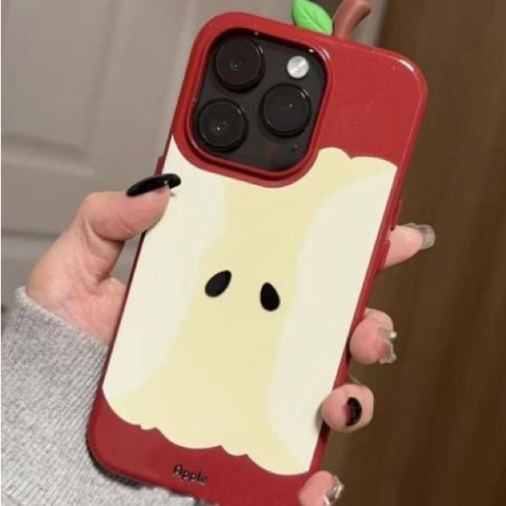 Apple Red Phone Case with Cream Design